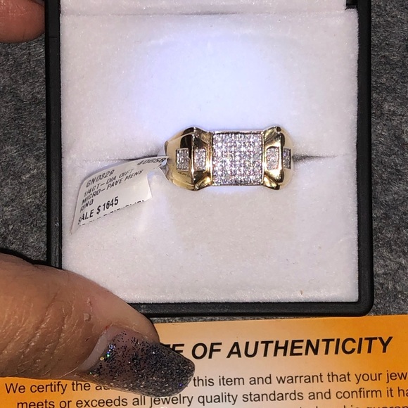 10k solid gold real diamond men ring not plated not CZ free appraisal unbeatable - Picture 3 of 8